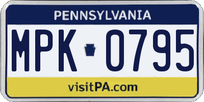 PA license plate MPK0795