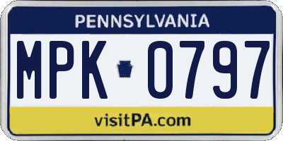 PA license plate MPK0797
