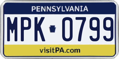 PA license plate MPK0799