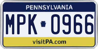 PA license plate MPK0966