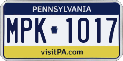 PA license plate MPK1017