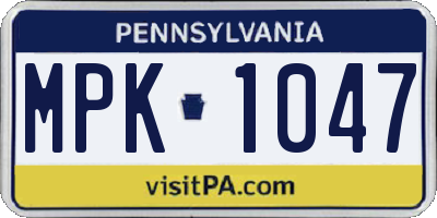 PA license plate MPK1047