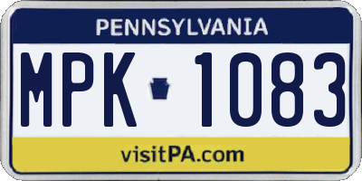 PA license plate MPK1083