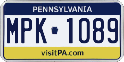 PA license plate MPK1089