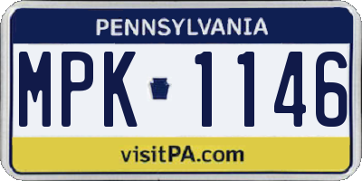 PA license plate MPK1146