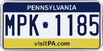 PA license plate MPK1185
