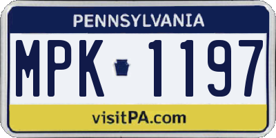 PA license plate MPK1197