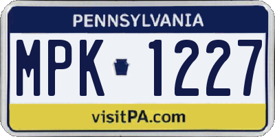PA license plate MPK1227
