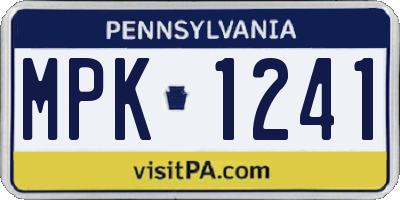 PA license plate MPK1241