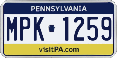 PA license plate MPK1259