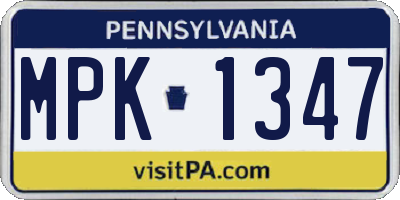 PA license plate MPK1347