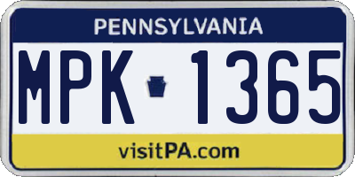 PA license plate MPK1365