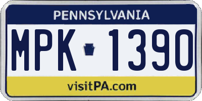 PA license plate MPK1390