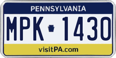 PA license plate MPK1430