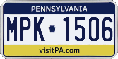 PA license plate MPK1506