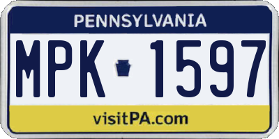 PA license plate MPK1597