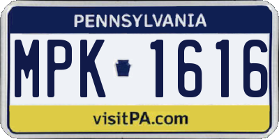 PA license plate MPK1616