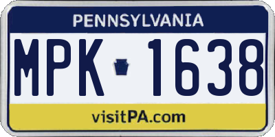 PA license plate MPK1638