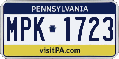 PA license plate MPK1723