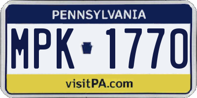 PA license plate MPK1770