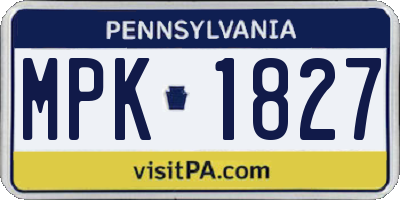 PA license plate MPK1827