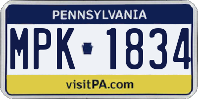 PA license plate MPK1834