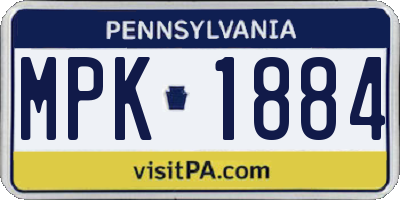PA license plate MPK1884