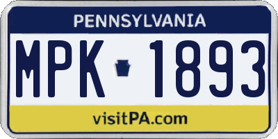 PA license plate MPK1893