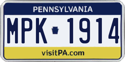 PA license plate MPK1914