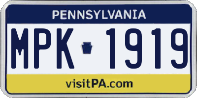 PA license plate MPK1919