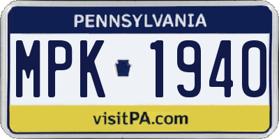 PA license plate MPK1940