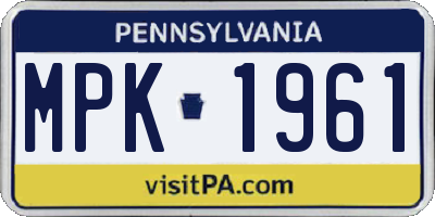 PA license plate MPK1961
