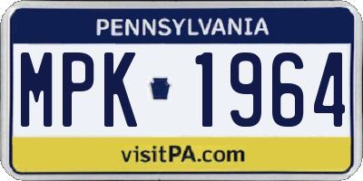 PA license plate MPK1964