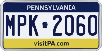 PA license plate MPK2060