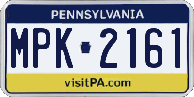 PA license plate MPK2161