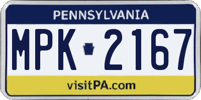 PA license plate MPK2167