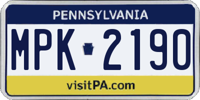 PA license plate MPK2190