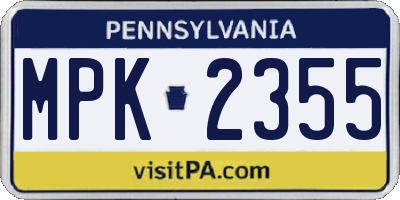 PA license plate MPK2355