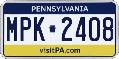 PA license plate MPK2408
