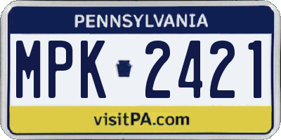 PA license plate MPK2421