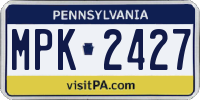 PA license plate MPK2427