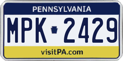 PA license plate MPK2429