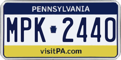 PA license plate MPK2440