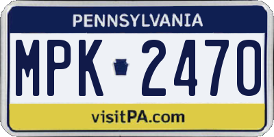 PA license plate MPK2470