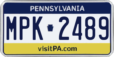 PA license plate MPK2489
