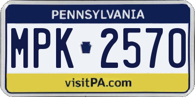 PA license plate MPK2570