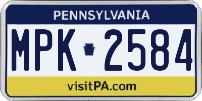 PA license plate MPK2584