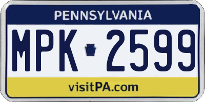 PA license plate MPK2599
