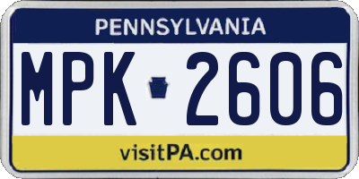 PA license plate MPK2606