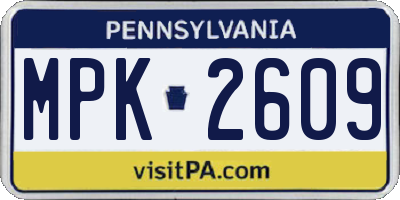 PA license plate MPK2609